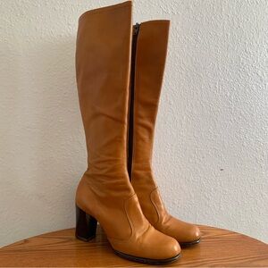 Tan Knee-High Leather Boots